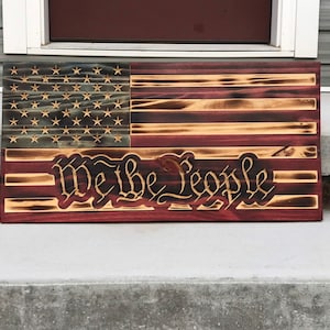 Rustic &quot;we the people&quot; american flag- man cave sign- garage sign