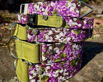 Purple and green floral dog collar 2.0