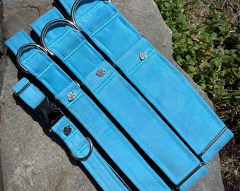 Baby Blue tiny corduroy dog collar or leash