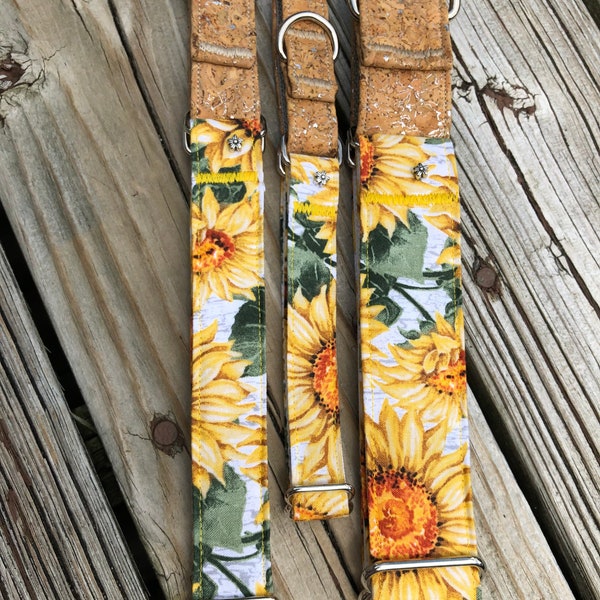 Sunflower and cork dog collar