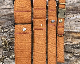 Mustard yellow Herringbone dog collar