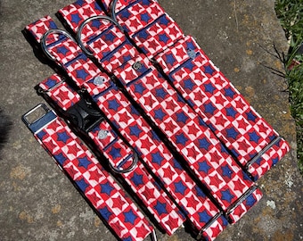 Red, White, and Blue Stars dog collar or leash