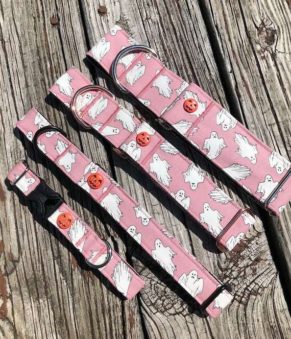 Glowing Ghosts dog collar (pink) or leash