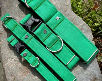 Kelly Green canvas dog collar or leash