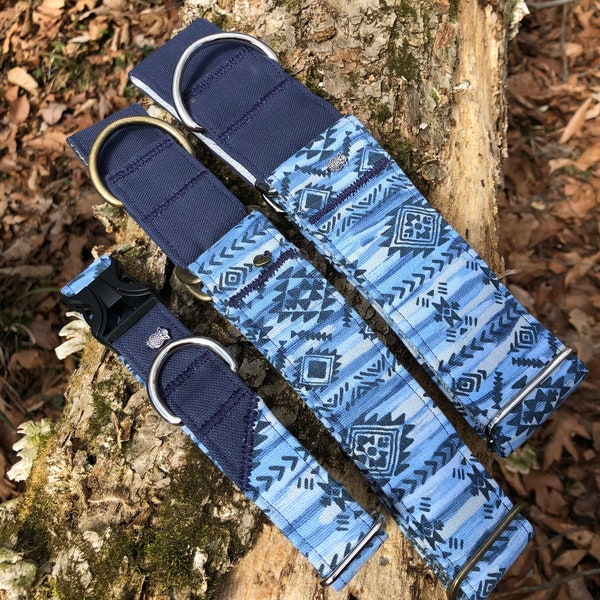 Navy tribal dog collar