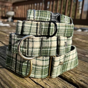 St Patrick’s day green plaid dog collar