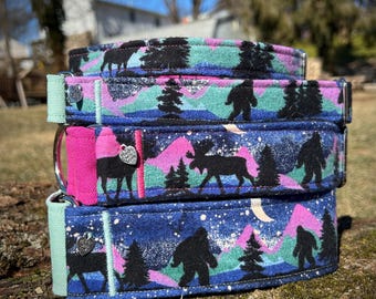 Sasquatch and Northern Lights dog collar