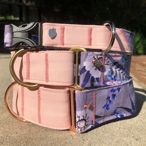 Purple and pink floral dog collar or leash