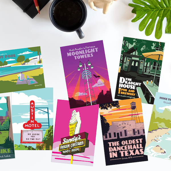 Vintage Travel Postcards, Austin Texas