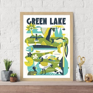 Green Lake Poster - Zwei Farbpaletten