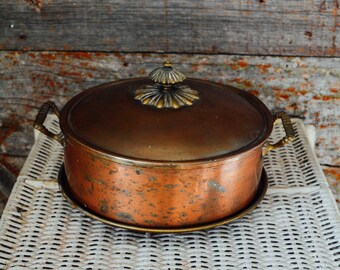 Antique Copper Pan with Lid, Antique Copper Pan, Copper Vintage, Vintage Kitchen, Copper Pot, Copper Decor, Antique Copper