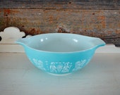Vintage Butterprint Pyrex 444 Bowl 4 quart, Pyrex Bowl, Rare Pyrex, Turquoise Pyrex, Pyrex, Vintage Kitchen, Pyrex Turquoise Bowl