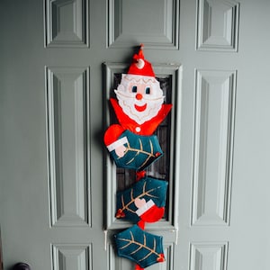 Vintage Christmas Santa Card Holder, Vintage Felt Christmas Handmade Santa Wall Pockets, Vintage Christmas Card Holder, Vintage Santa