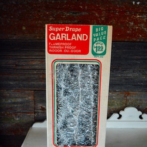 Vintage Christmas Super Drape Tinsel Christmas Garland, Christmas Garland in Box, Vintage Christmas Garland, Vintage, Vintage Christmas