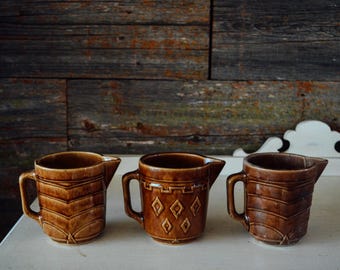 Choice Vintage USA Pottery Creamer Pitcher: Rustic Farmhouse Kitchenware