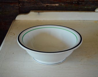 Vintage Shenango China Bowl, Vintage Green Black Stripe