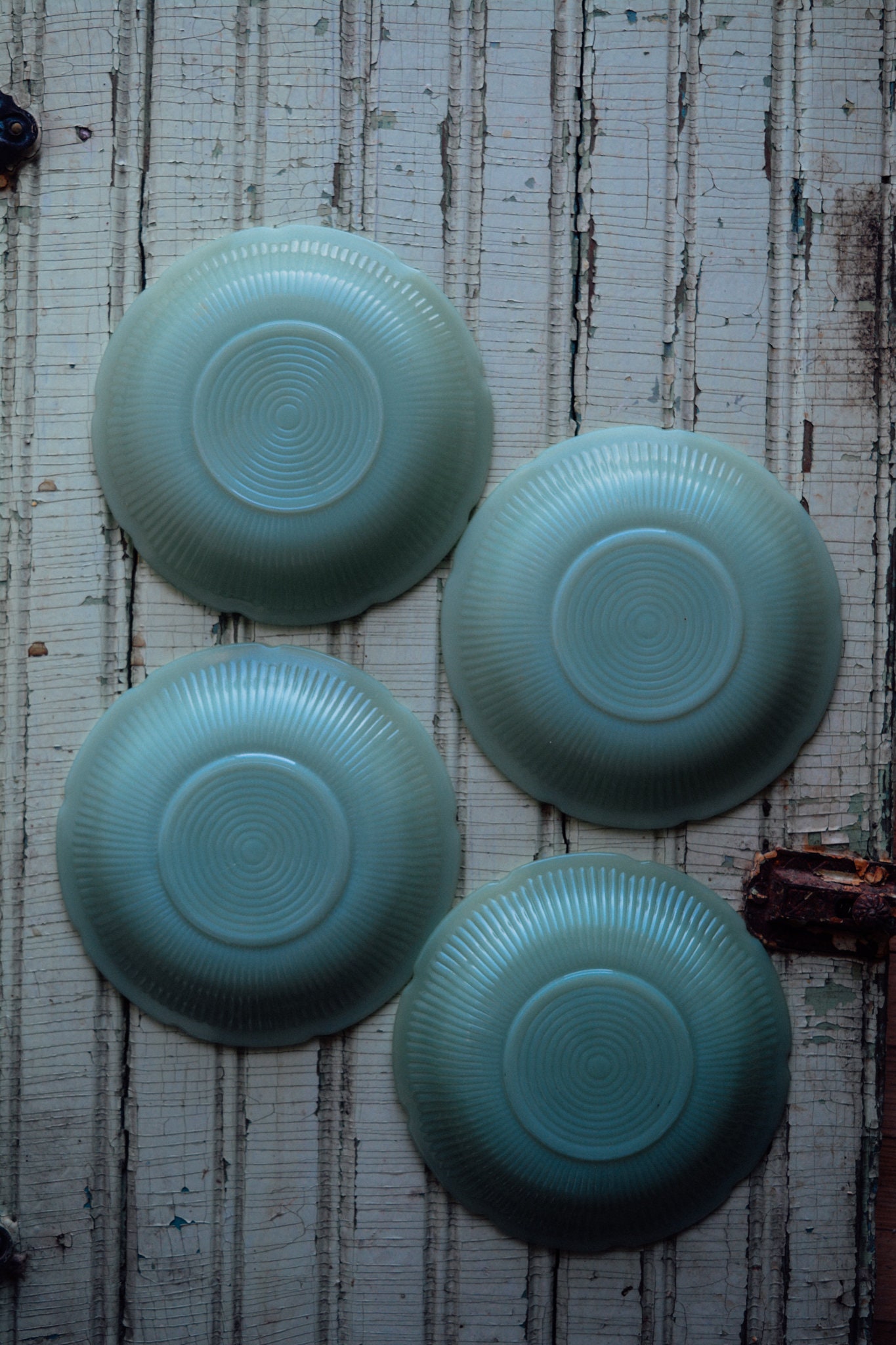 Fireking Jadeite Alice Saucers Set of 4 Jadite Glass Anchor Etsy