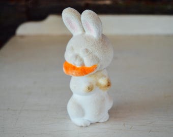 Flocked Avon Bunny Bottle, Vintage Flocked Fuzzy Bunny
