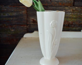 Vintage USA Vintage Pottery Decor Cream/Beige Vase, 592