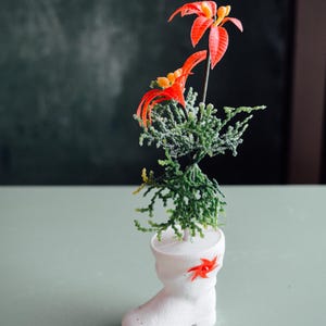 Vintage plastic Santa Boot with arrangement, Vintage Santa Boot, Vintage Santa, Vintage Christmas, Christmas Decor, Vintage Santa