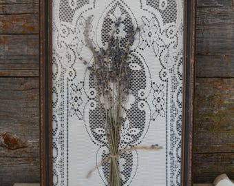 Vintage Framed Lace, Lavender, Framed with Glass