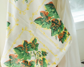 Vintage Tablecloth, Vintage Tablecloths, Vintage Fall Table, Tablescapes, Fall Tablecloth, Vintage Tablecloth Leaves