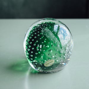 Vintage Murano Made in Italy Green Paper Weight, Vintage Glass Paper Weight, Murano Paperweight, Paper Weights, Vintage Office