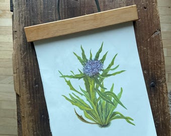 Vintage Floral Print with Vintage Hanger, Vintage Floral