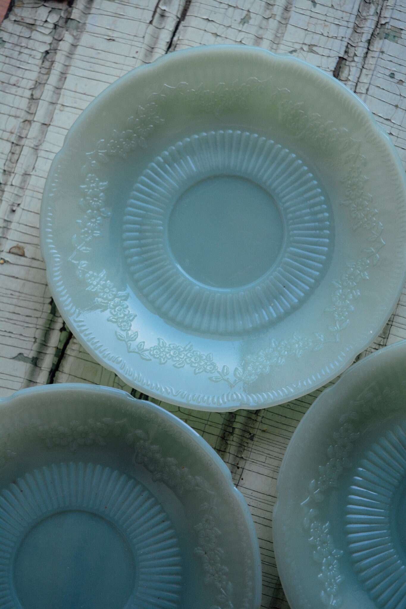 Fireking Jadeite Alice Saucers Set of 4 Jadite Glass Anchor Etsy