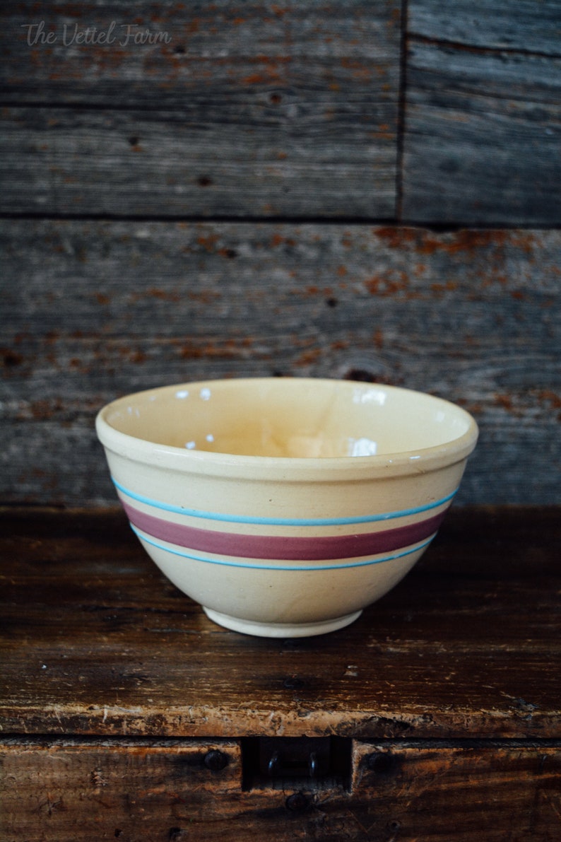 Vintage 8 Watt Ovenware USA Bowl Watt Bowl Red Blue Beige Etsy