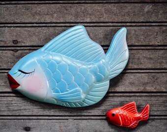 Reserved for Susie, Vintage Chalkware Fish, Miller Studios 1969 Vintage Fish, Set of 2