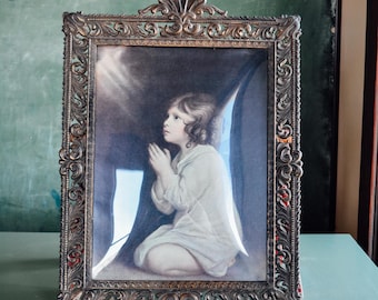 Vintage Italian Brass Frame with "The Infant Samuel" Bubble Glass