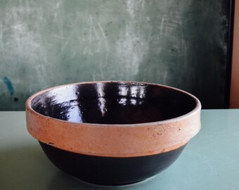 Vintage Stoneware Brown Bowl, Primitive Bowl, Brown USA Antique Bowl, Americana, Vintage Stoneware, Vintage Kitchen, Fall Decor