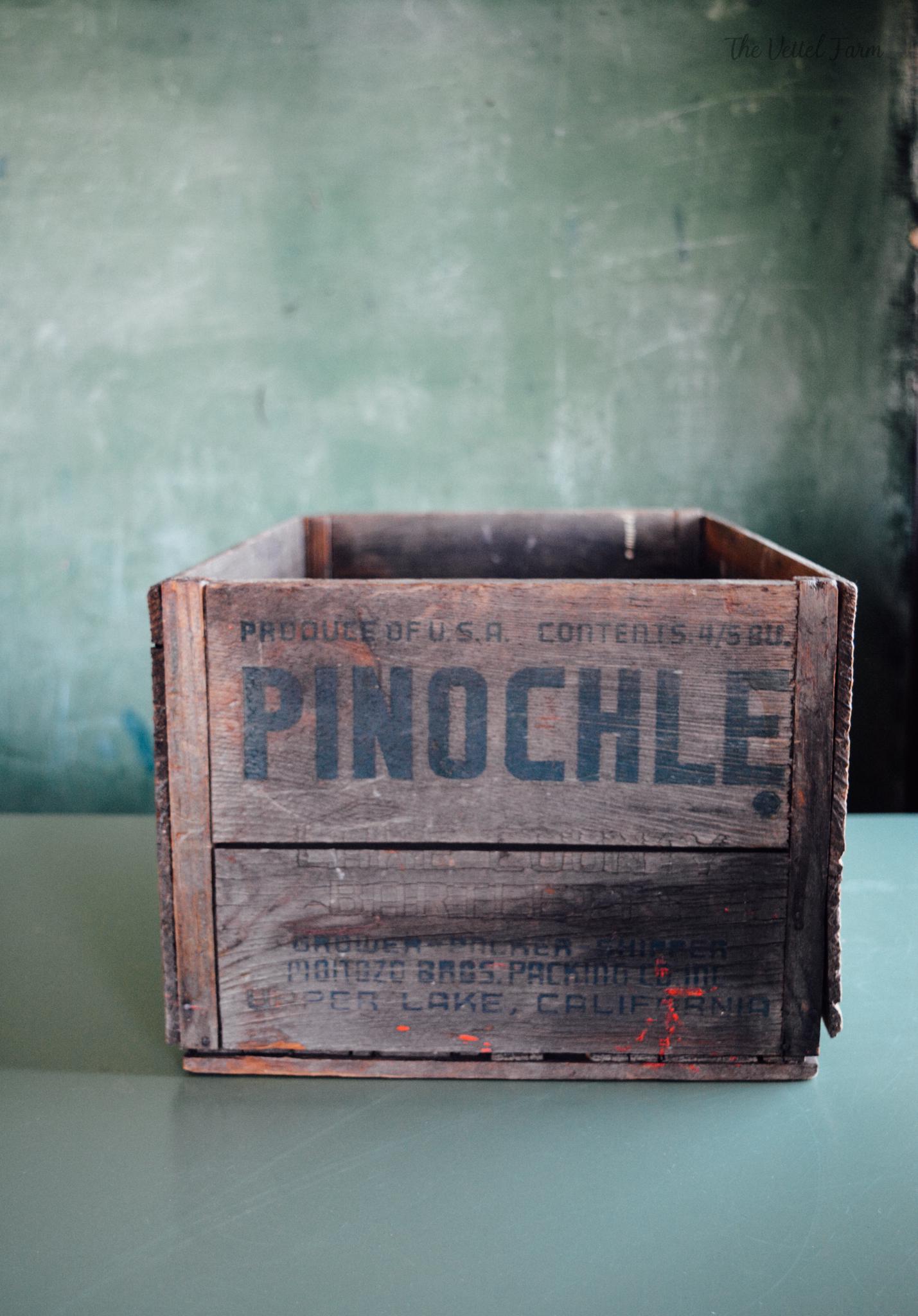 Vintage Pinochle Pear Crate, 1940s Wooden Box - Etsy