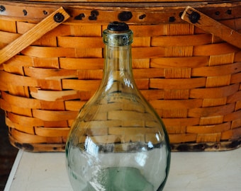 Antike aqua blaue Glasflasche, Apothekerdekor mit Stopfen