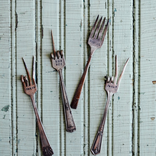 Vintage Silverware Stamped Plant Marker- Garden Marker Fork, Plant Markers, Garden Decor, Stamped Silverware, Vintage Silverware