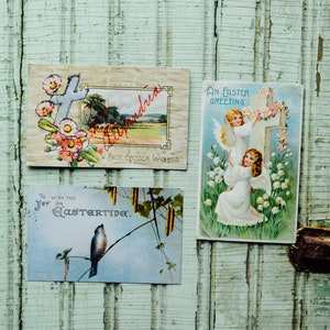 Set di 3 cartoline vintage, cartoline pasquali vintage, set di 3, cartoline vintage, cartoline, cartoline vintage, Pasqua vintage