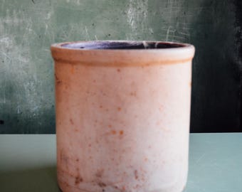 Antique Salt Glaze Stoneware Crock, Dark Brown Glaze, 8" D x 8" H