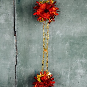 Vintage Christmas Christmas Garland, Christmas Garland Chinese New Year, Vintage Christmas Red and Gold Garland, Vintage Christmas