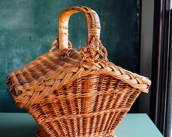 Vintage Wicker Picnic Basket, Wicker Basket, Vintage Basket, Basket