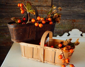 Antique Farm Basket, Vintage Farm Basket, Harvest Basket, Primitive Wood Basket, Basket, Vintage Basket, Fall Decor