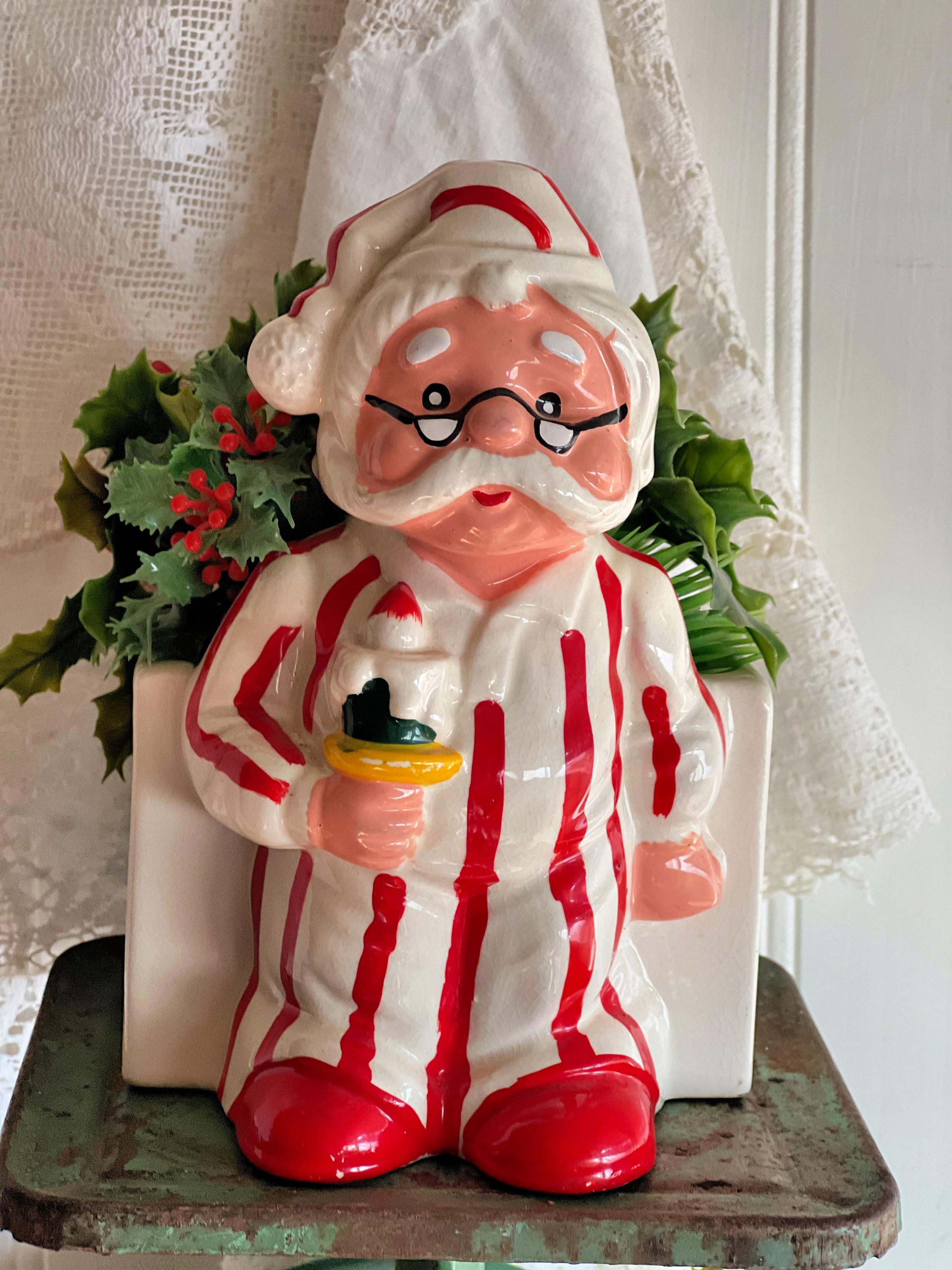 アメリカングラスサイン サンタアンティーク金箔 ビンテージ Antique