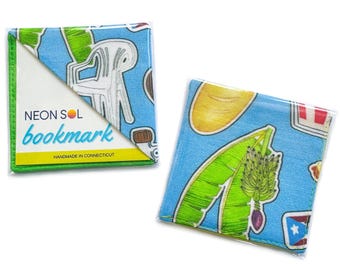 Corner Bookmark, DtMF | Puerto Rico Bad Bunny inspired, PR iconography, no me quiero ir de aquí, cotton fabric page marker, reader gift