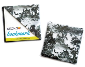 Corner Bookmark, spooky toile | cotton fabric page marker, halloween reader gift, reading accessory, booktok