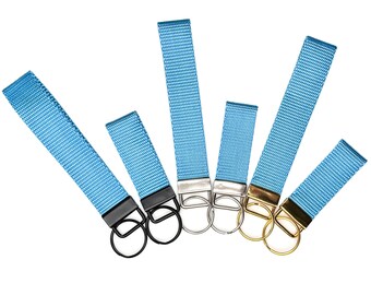 Sky Blue Key Fob - mini (3") or wristlet (5.5") keychain - optional matching swivel clasp