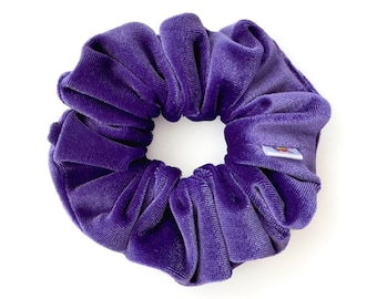 Purple Passion Flower Velvet Scrunchie | lush stretch velvet, passion flower purple grape colorful, hair accessory