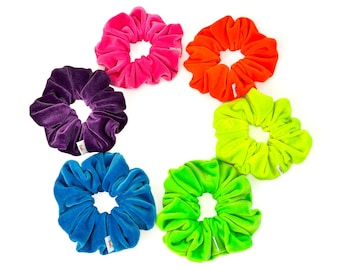 Neon Rainbow Scrunchie Set, Velvet Hair Scrunchies - Set of 6 | Arcoíris