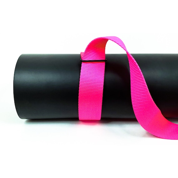 2-in-1 Neon Hot Pink Yoga Mat Carrying Stretching Strap Yoga Prop