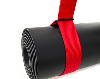 Red Yoga Mat Strap 2-in-1 Mat Carrying Stretching Strap | Yoga Prop, Yoga Accessory, Elastic Wrap, Adjustable, Adjusts to Fit All Mats