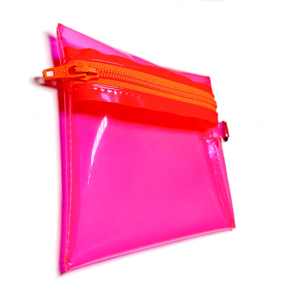 Zipper Coin Pouch Neon Hot Pink Vinyl Choose Your Zipper Etsy